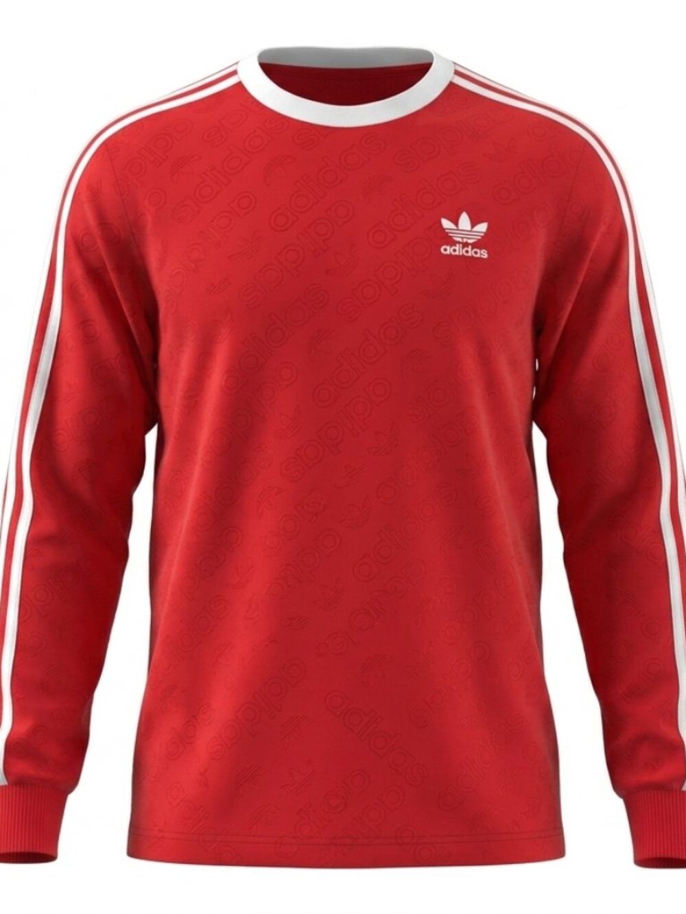 adidas Originals Red Monogram 3-Stripes Long Sleeve Tee
